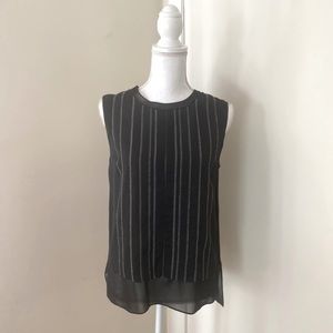 VINCE detail black sleeveless blouse; sz S